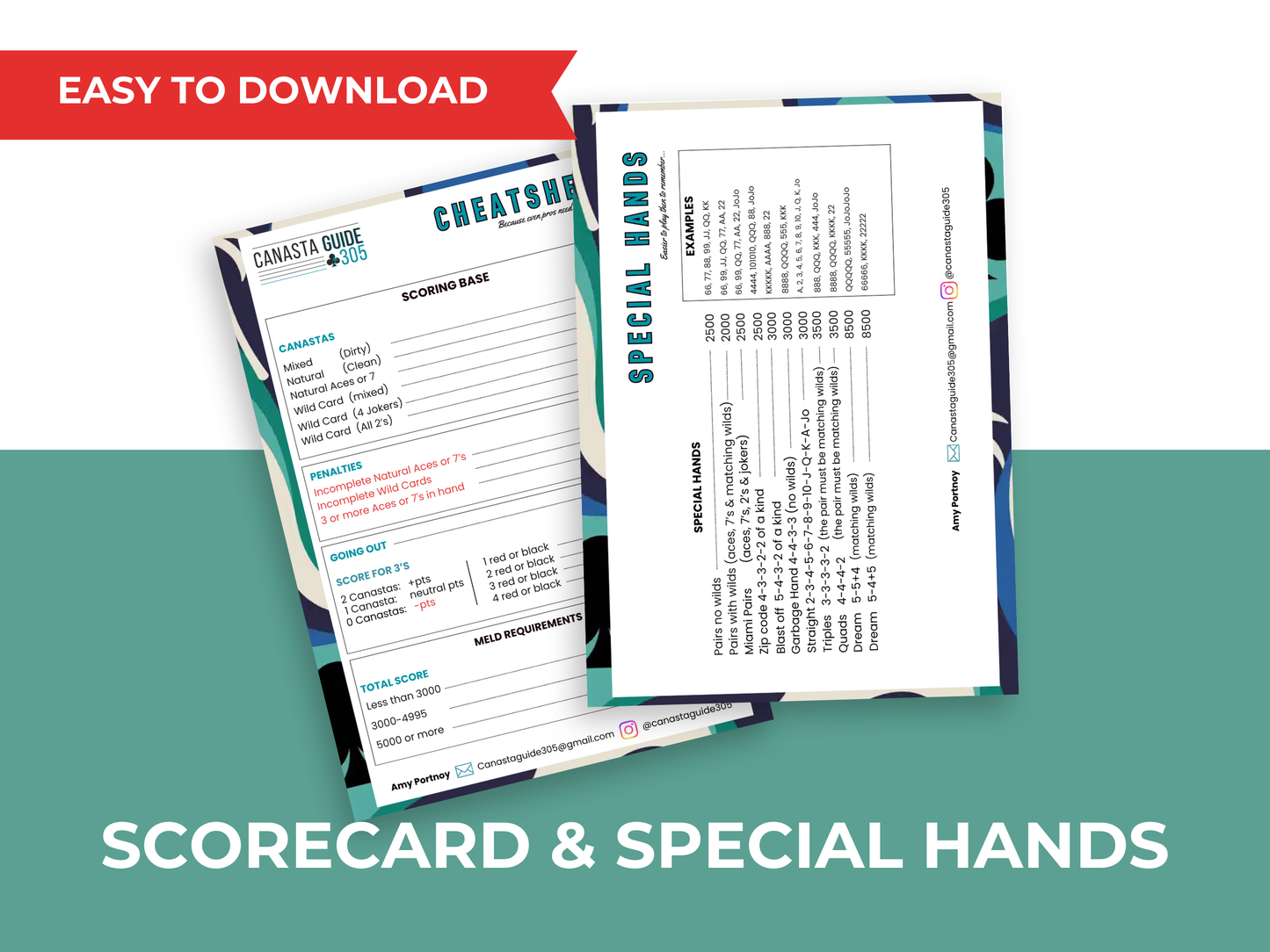 Canasta Scorecard & Special Hands
